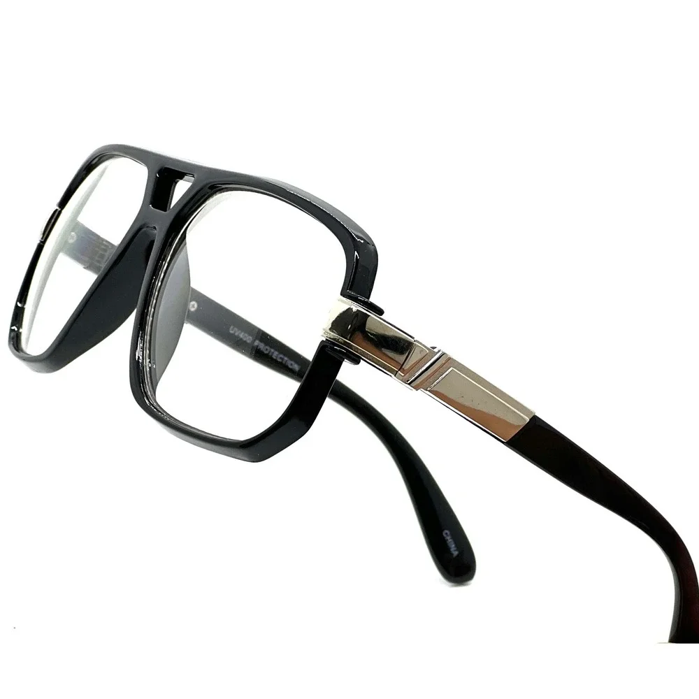 Womens Fashion Eyewear Glasses Black Flat Top Clear Lens UV400 Retro Frames 2026